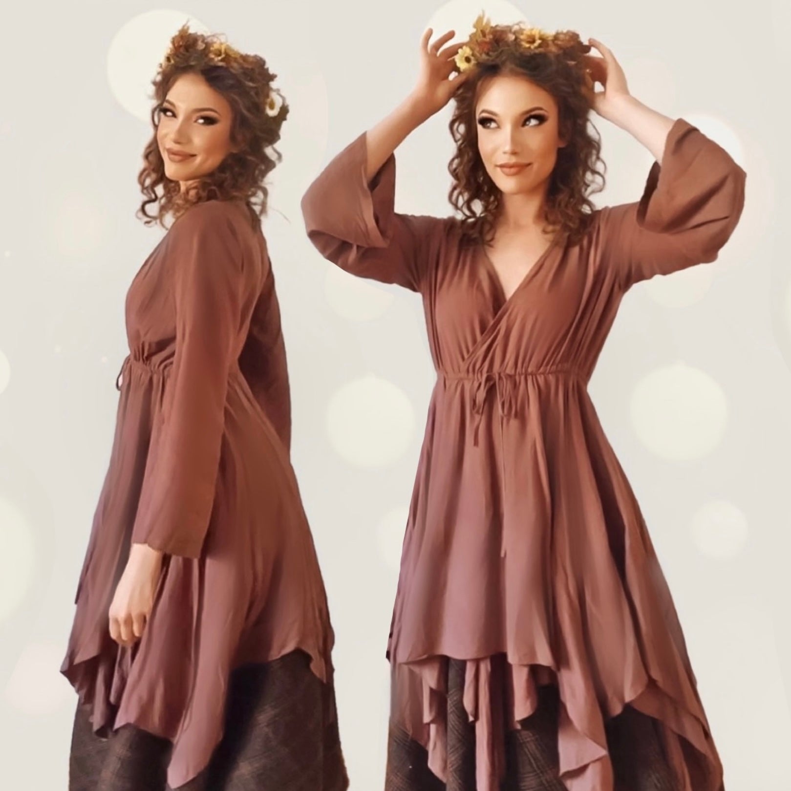 Scarlette V Neckline Asymmetrical Long Sleeve Boho Blouse