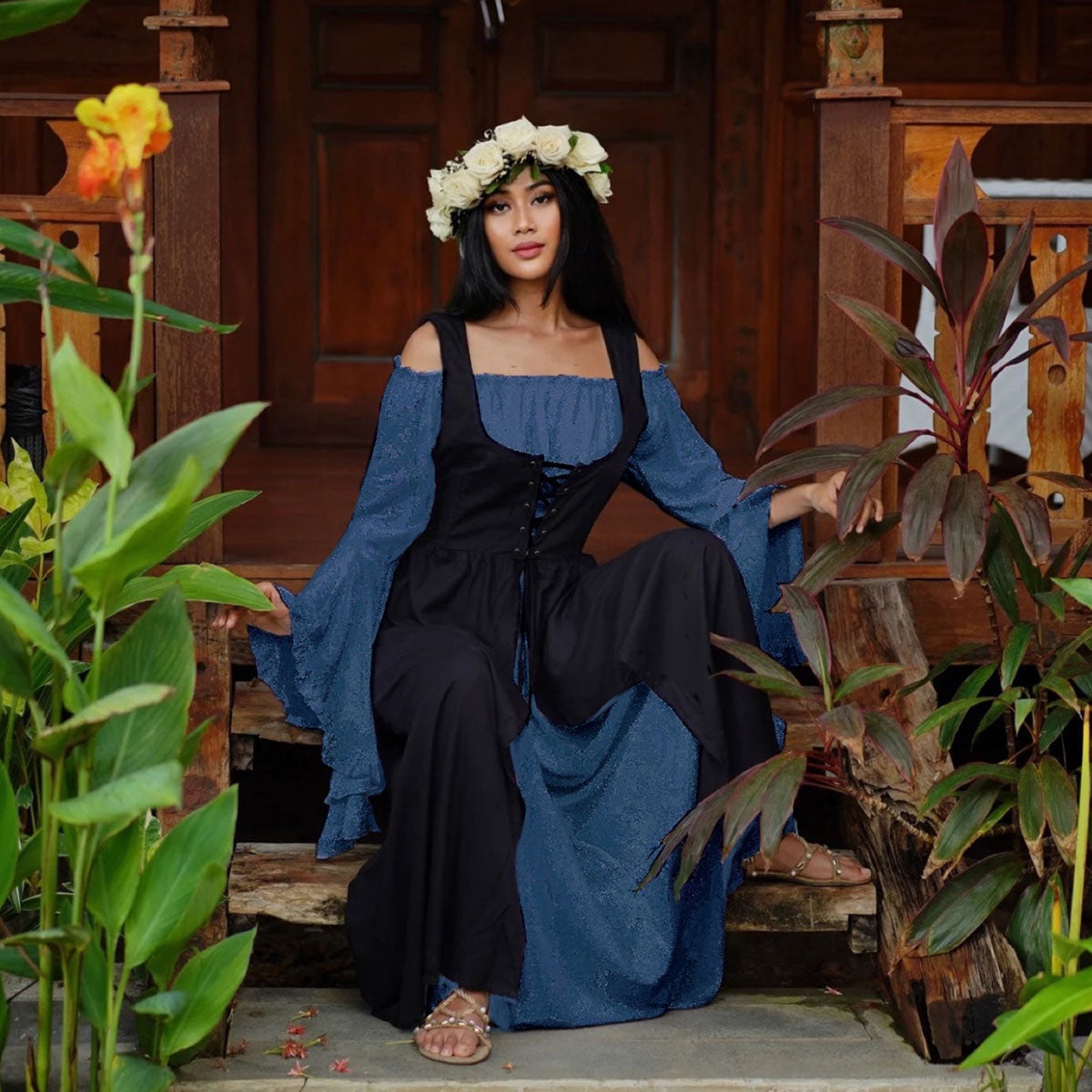 Macie Wiccan Medieval Set 2 Pieces Outfit Maxi Dress