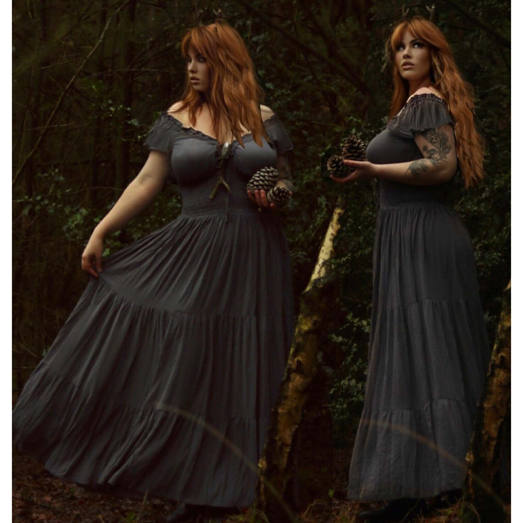 Liliana Rayon Crinkle Smocked Tiers Bohemian Maxi Dress