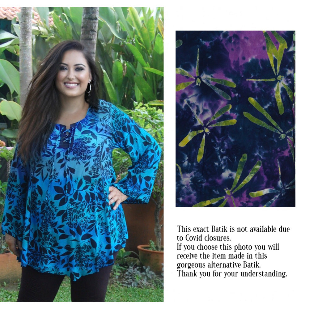 Sutton Bohemian Batik Lacing Square Neckline Blouse