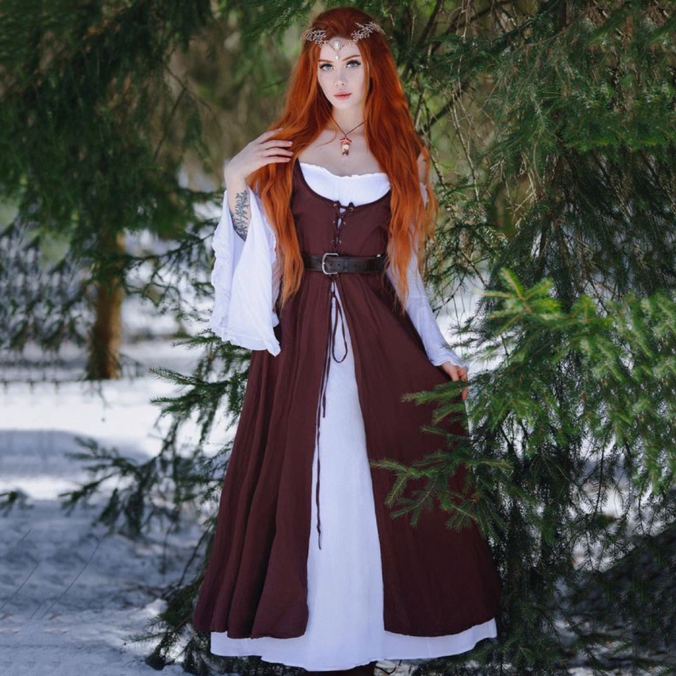 Macie Wiccan Medieval Set 2 Pieces Outfit Maxi Dress