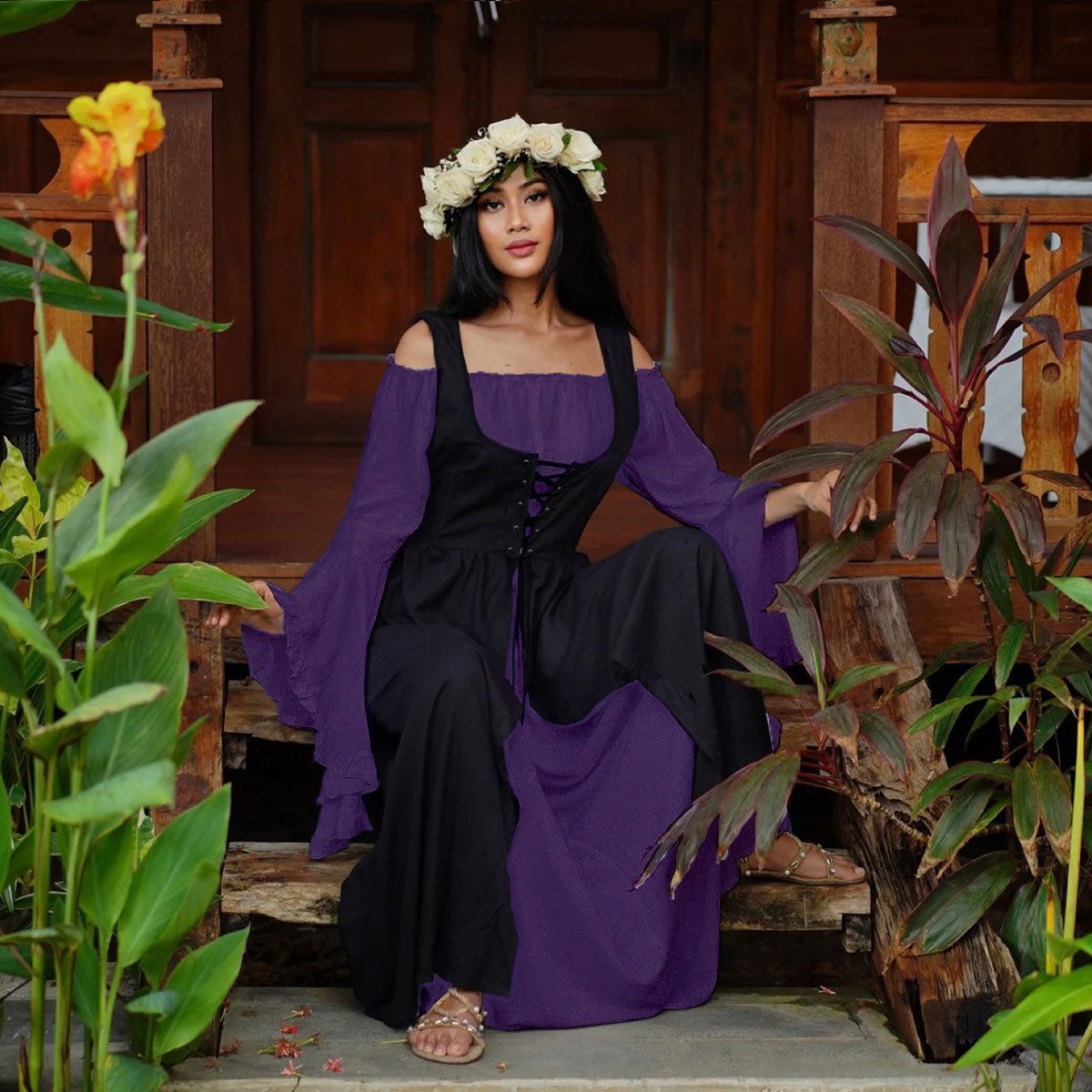 Macie Wiccan Medieval Set 2 Pieces Outfit Maxi Dress