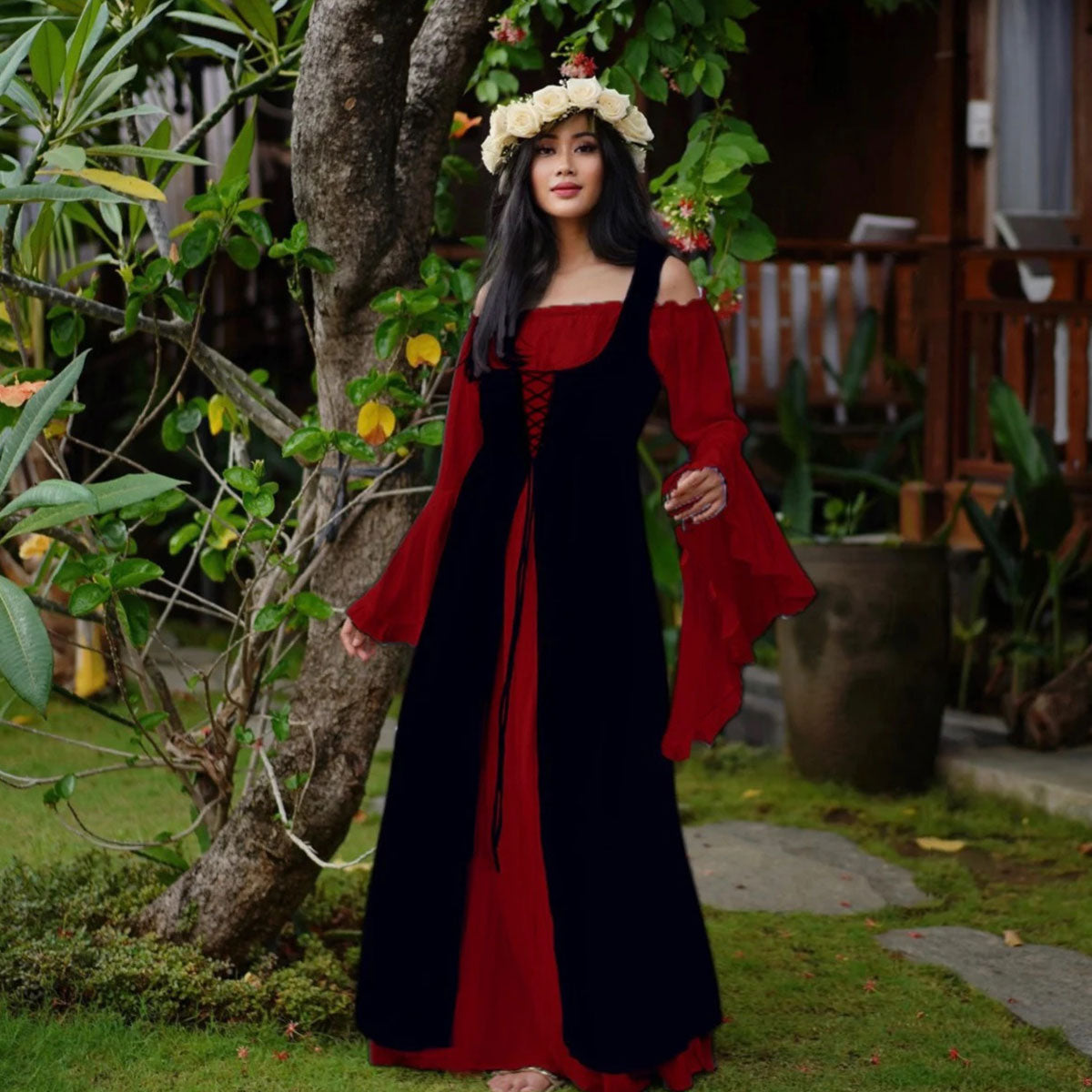 Macie Wiccan Medieval Set 2 Pieces Outfit Maxi Dress
