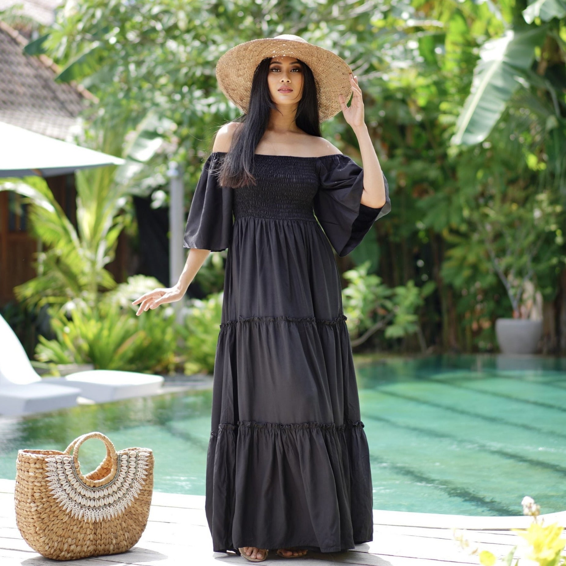 Jaylee Smocked Bodice Boho Maxi Dress