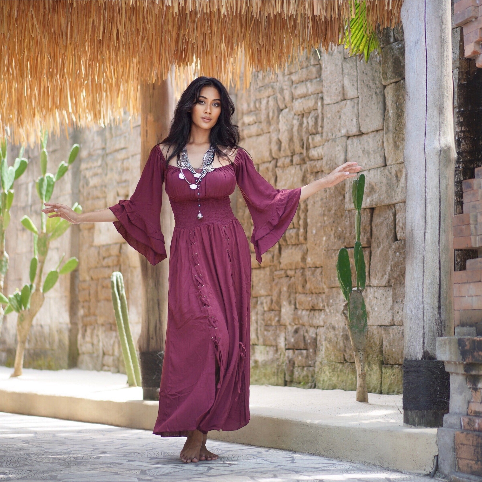 Rylan Smocked Waist Square Neckline Ren Faire Maxi Dress