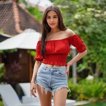 Annabella Sexy Peasant Bohemian Blouse