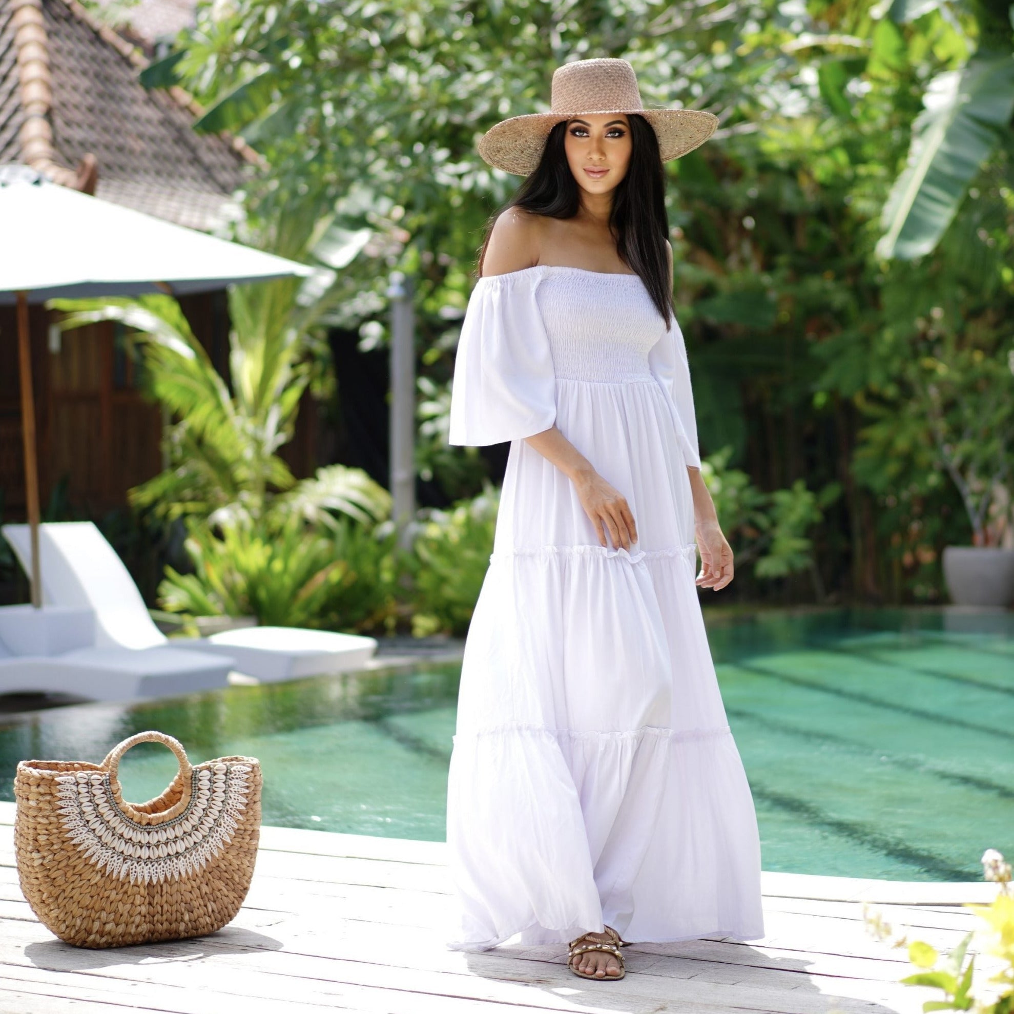 Jaylee Smocked Bodice Boho Maxi Dress