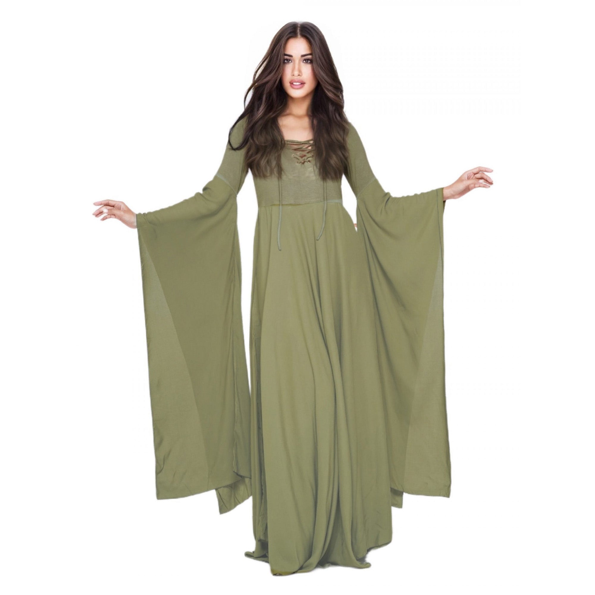 Emely Flowing Sleeve Lace Up Ties Renaissance Maxi Dress