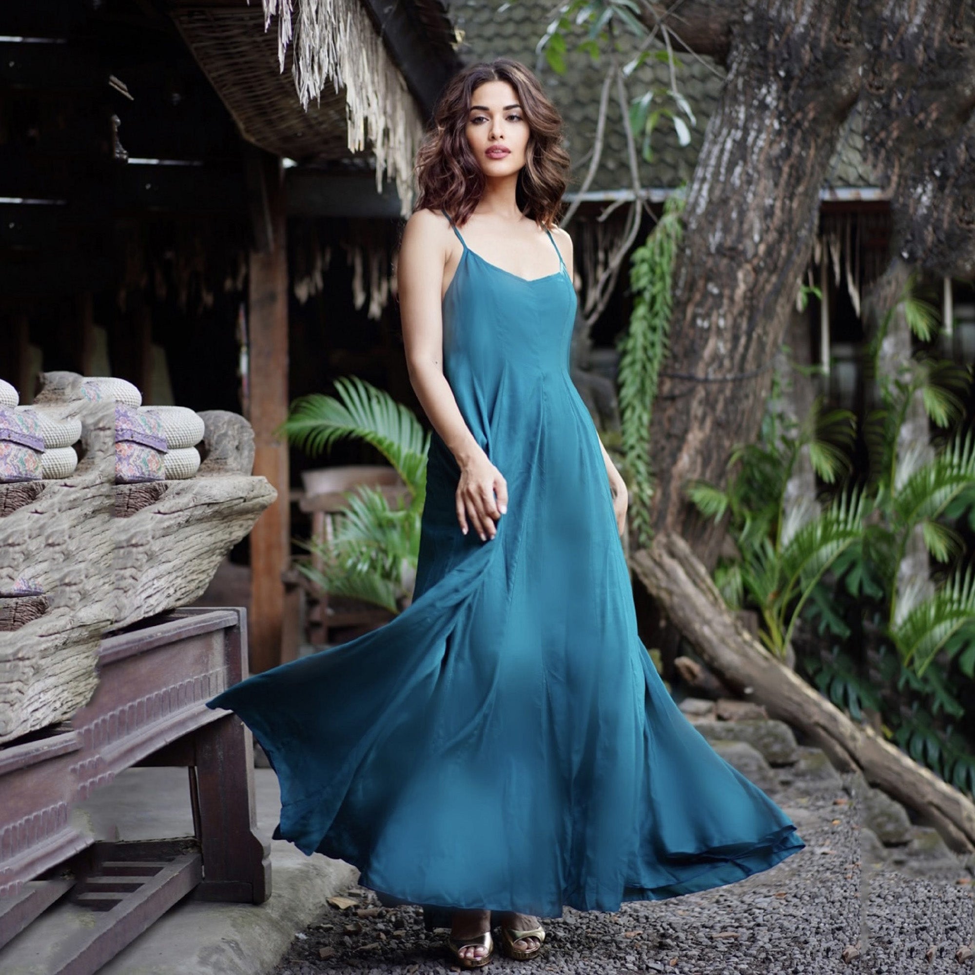 Maliyah Spaghetti Strap A Line Vintage Maxi Dress