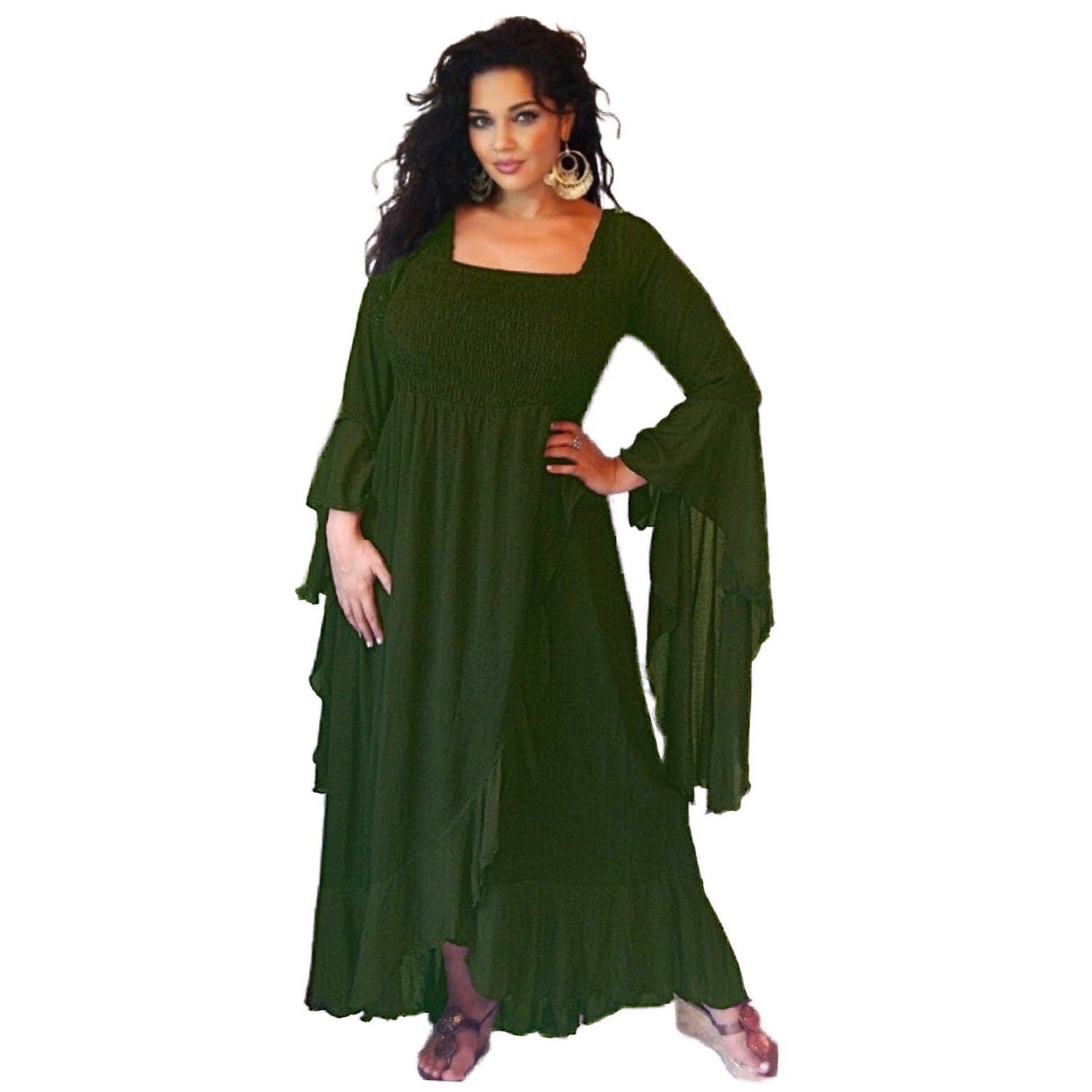 Ariya Ruffle Wrap Dress with Waterfall Sleeves
