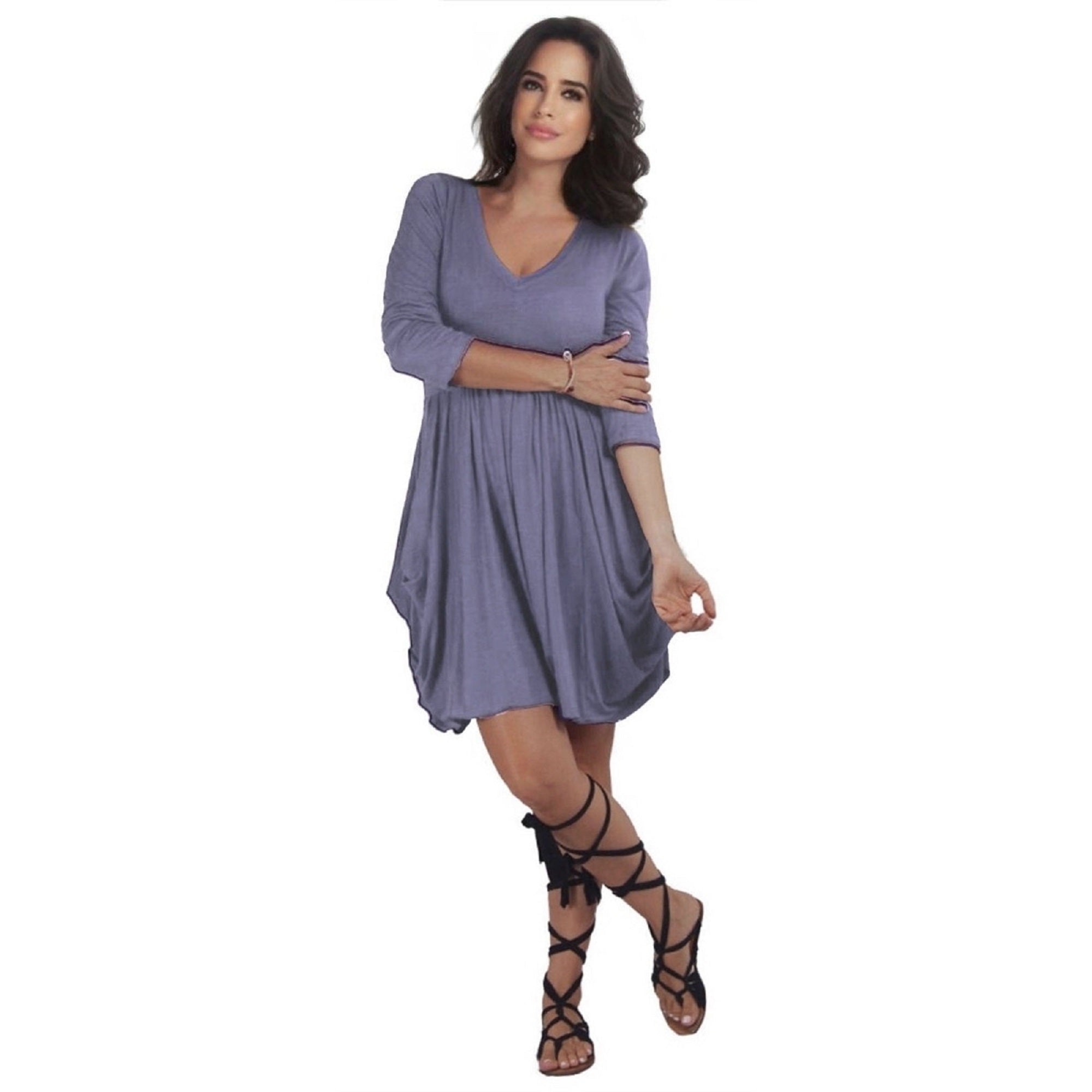 Eva Lycra Rayon Stunning 3/4 Sleeve Baby Doll Vintage Short Dress