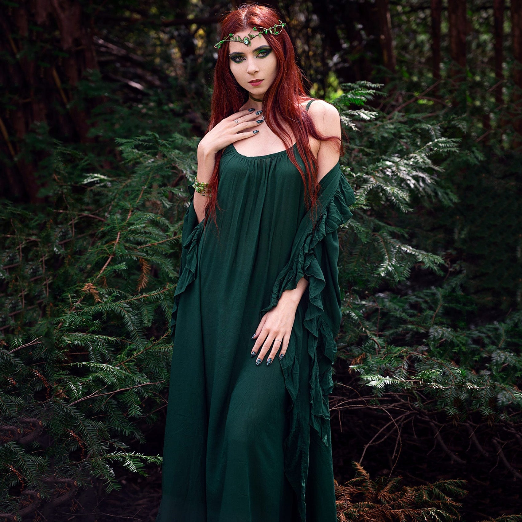 Anya Renaissance Tie Belt Ruffle Wrap Kimono and Dress