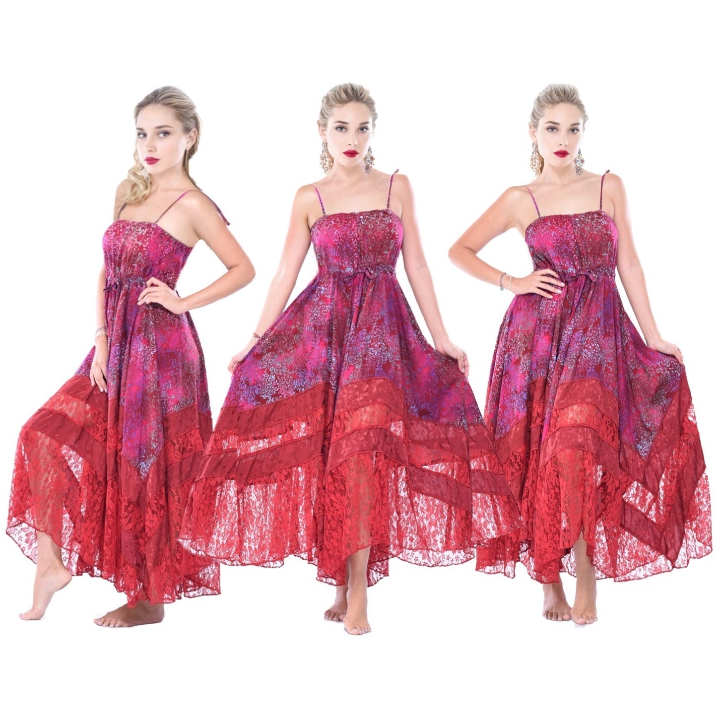 Ryleigh Beautiful Boho Batik Lace Maxi Dress