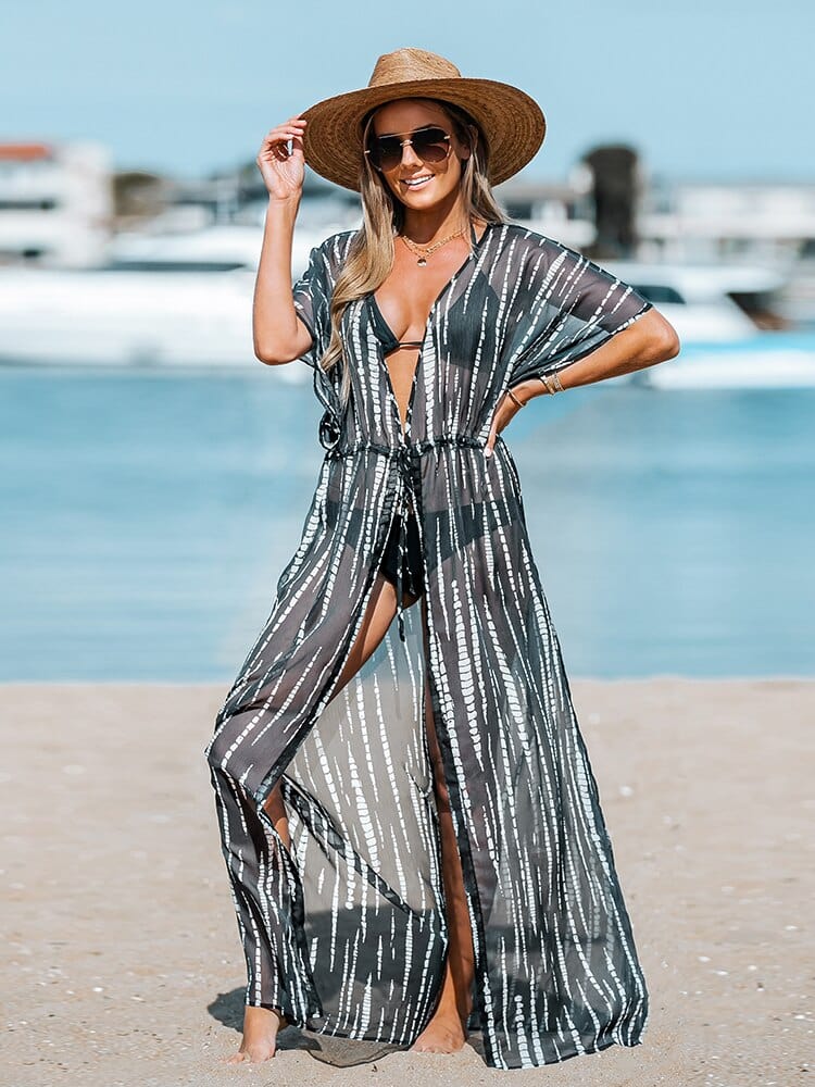 Leopard Print Kimono Bikini Cover Up