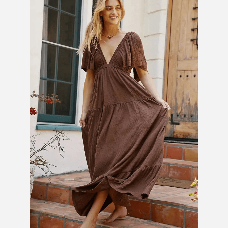 Boho V-Neck Backless Dress