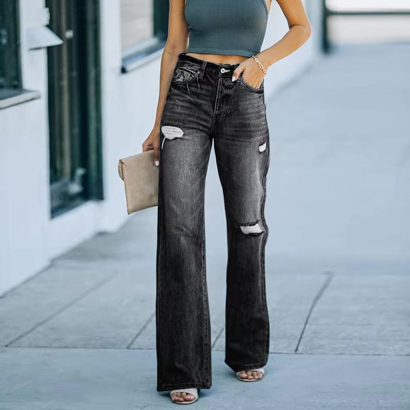 Wide Leg Ripped Jeans