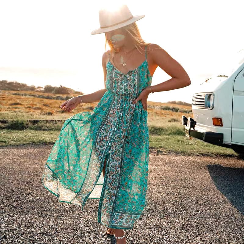 Floral Print Sleeveless Midi Dress