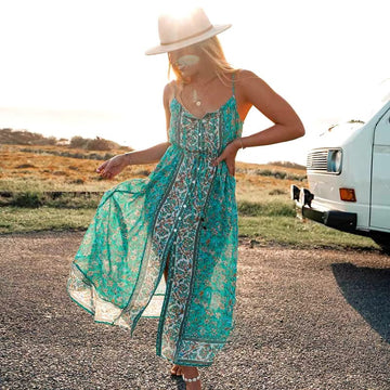 Floral Print Sleeveless Midi Dress