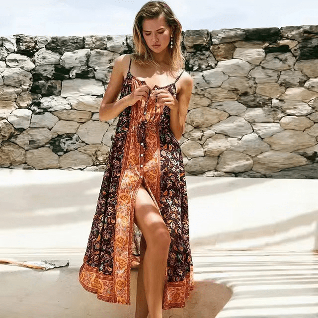 Floral Print Sleeveless Midi Dress