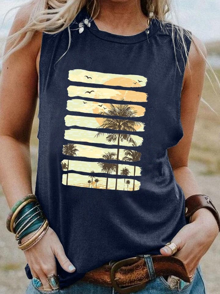 Palm Tree Sunset Vintage Tank