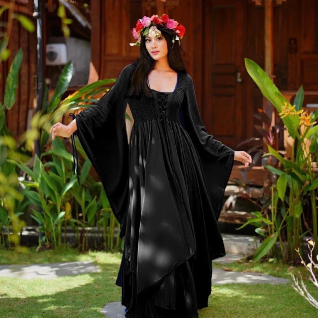 Araceli Renaissance Smocked Bodice Lace Up Maxi Dress