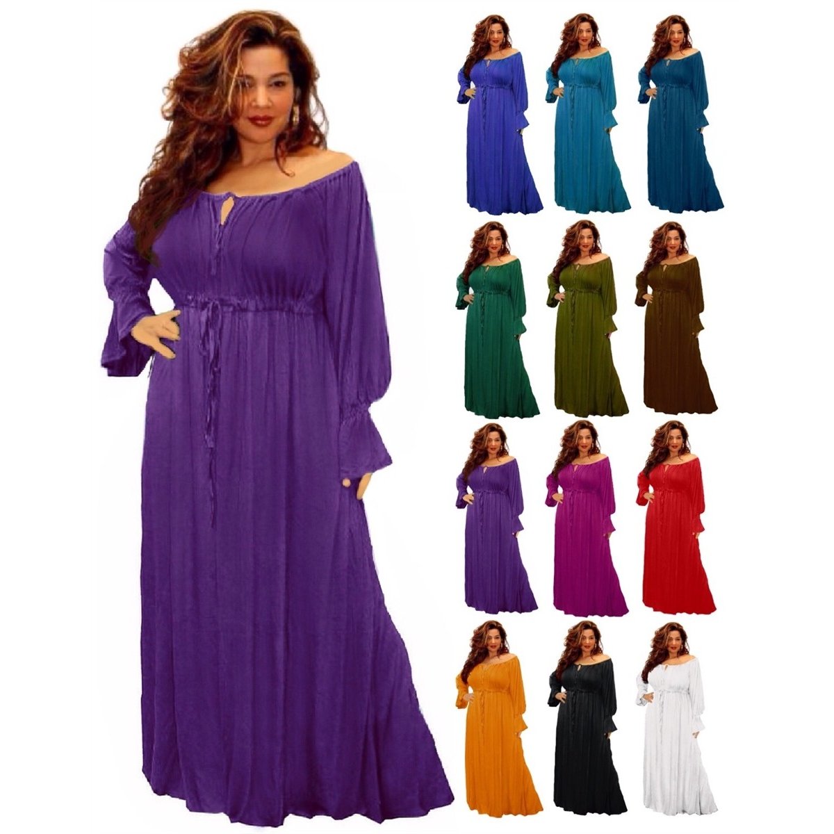 Josephine Crinkle Rayon Empire Maxi Long Dress