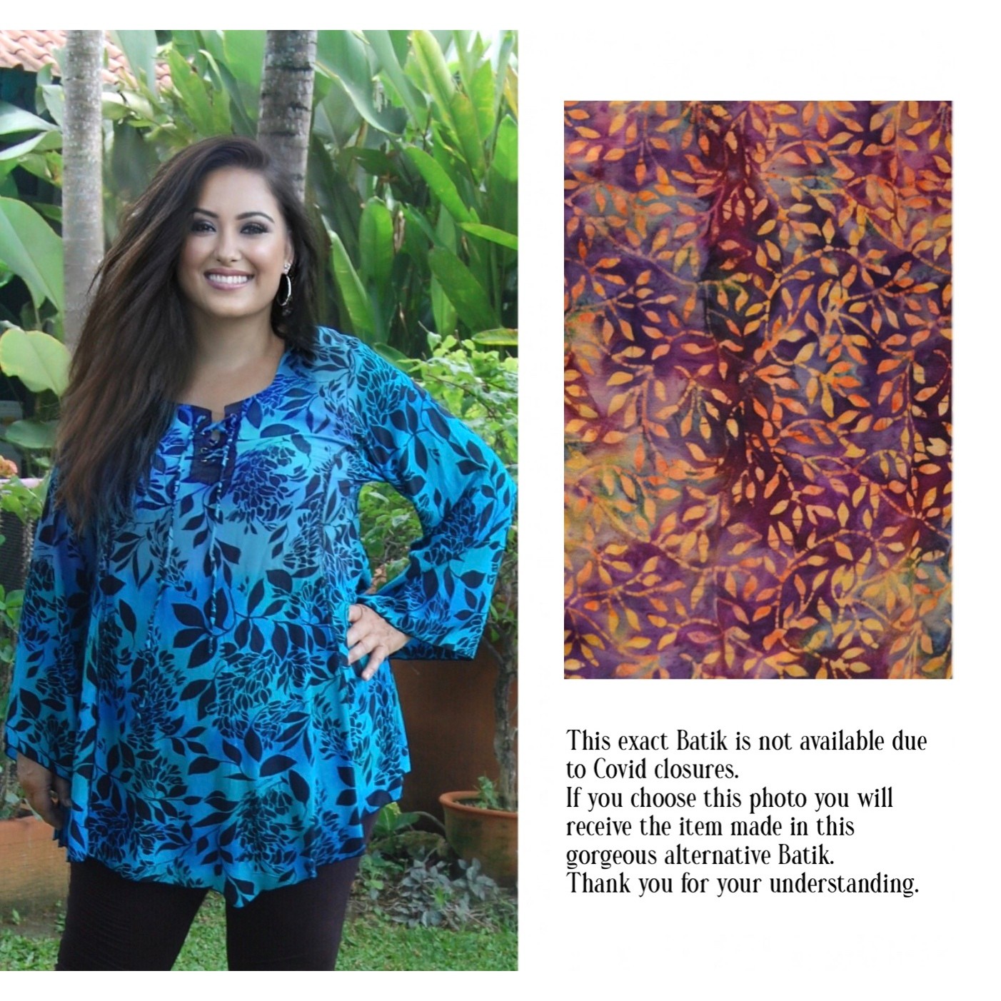 Emery Lacing Square Neck A Line Bohemian Batik Blouse