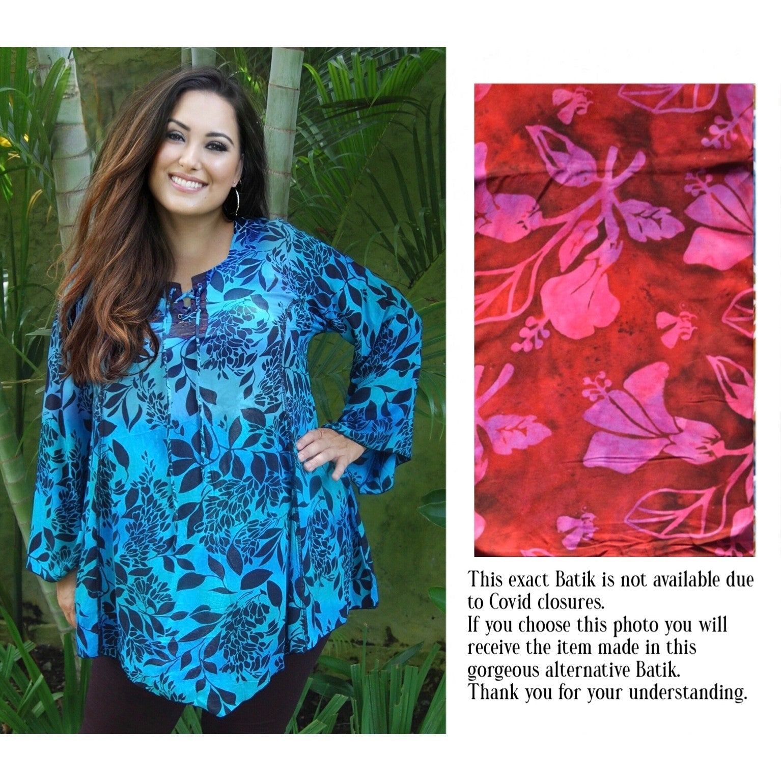 Emery Lacing Square Neck A Line Bohemian Batik Blouse