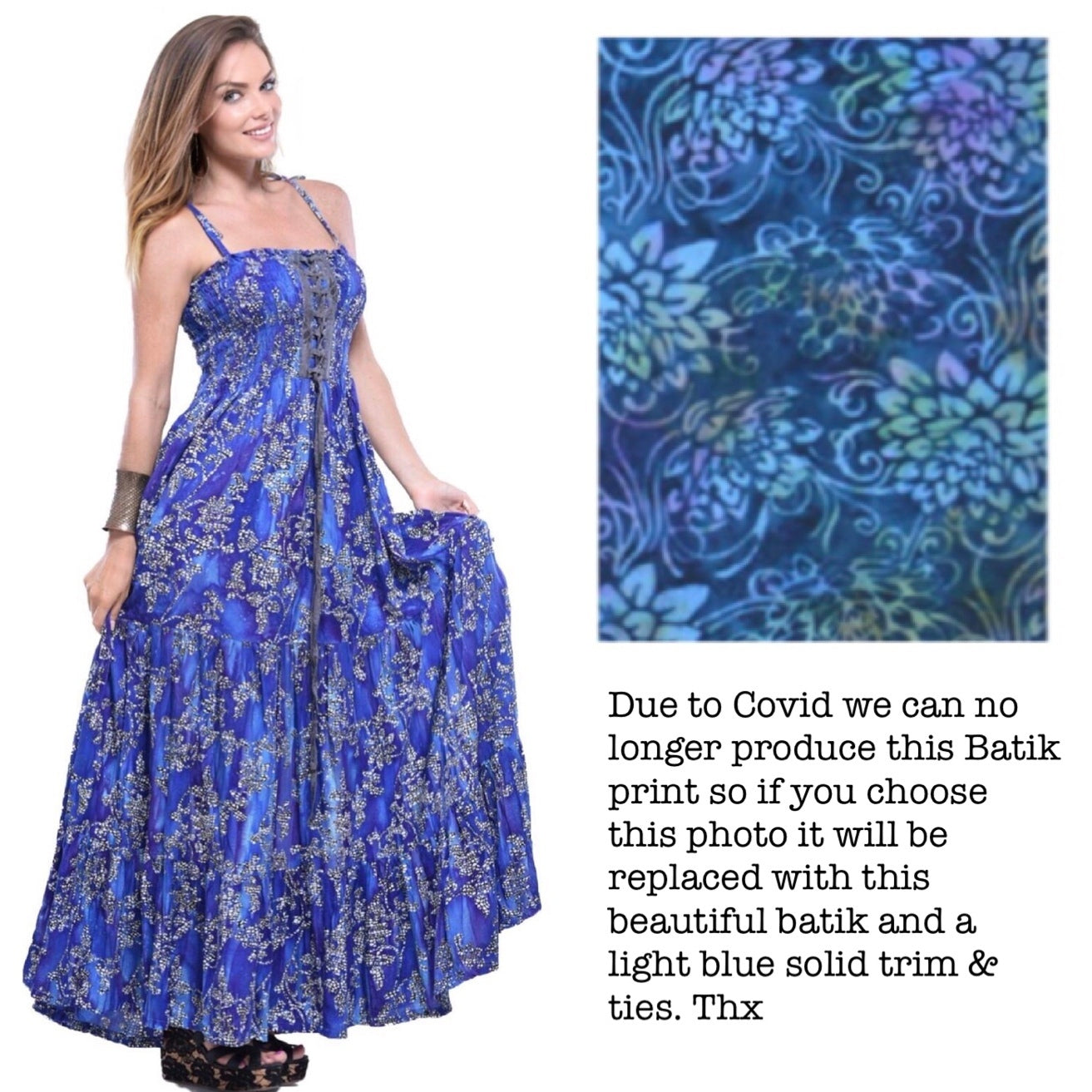Penelope Batik Tie Dye Smocked Croset Maxi Sundress